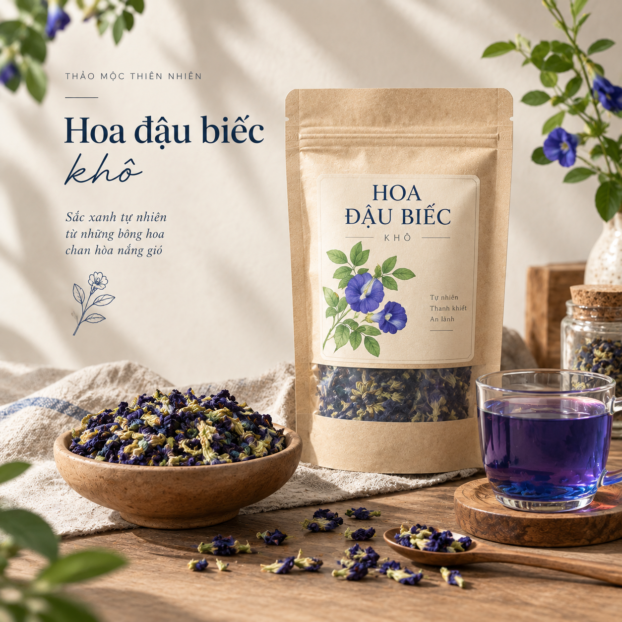 Hoa đậu biếc khô, hoa đậu biếc sấy khô, hoa đậu biếc khô nguyên chất, hoa đậu biếc khô tự nhiên, hoa đậu biếc sấy, hoa đậu biếc khô làm gì, cách dùng hoa đậu biếc khô, cách pha hoa đậu biếc khô, trà hoa đậu biếc, hoa đậu biếc làm xôi, hoa đậu biếc làm thạch, hoa đậu biếc làm đồ uống, cách bảo quản hoa đậu biếc khô